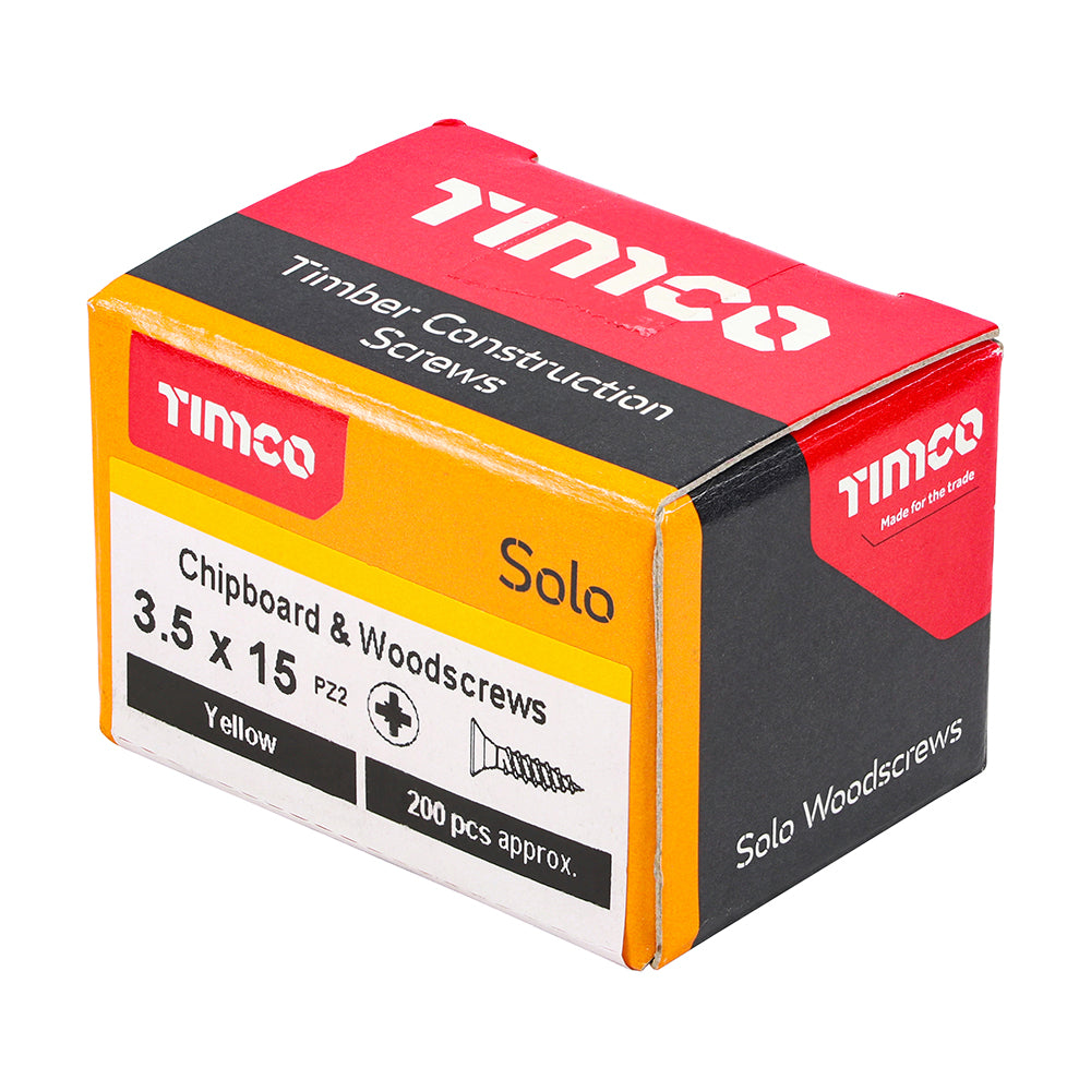 200x TIMco 9g 4,5mm Solo Holzschrauben Zink Gelb Pozi Senkkopf