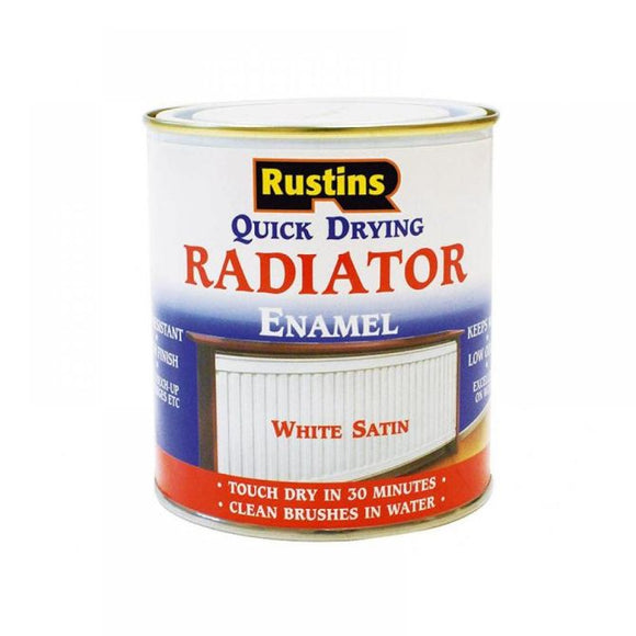 Rustins Quick Dry Radiator Enamel Paint Satin White 500ml